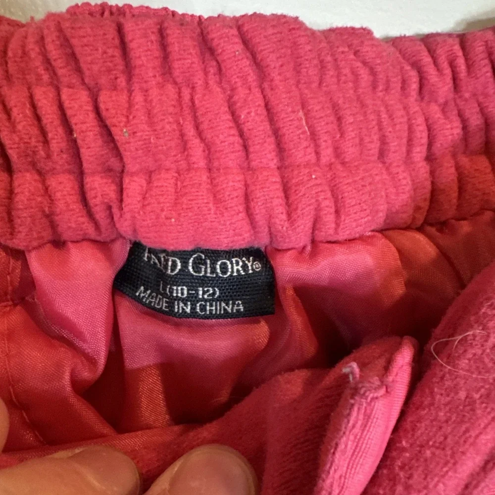 Faded Glory Girls Snow Pants L 10-12 Pink Ski Winter Reinforced‎ Knees Utility